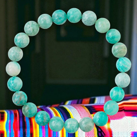 Amazonite Bracelet – Natural Stone Stretchable Beaded Bracelet for Calming Energy, Truth & Inner Harmony