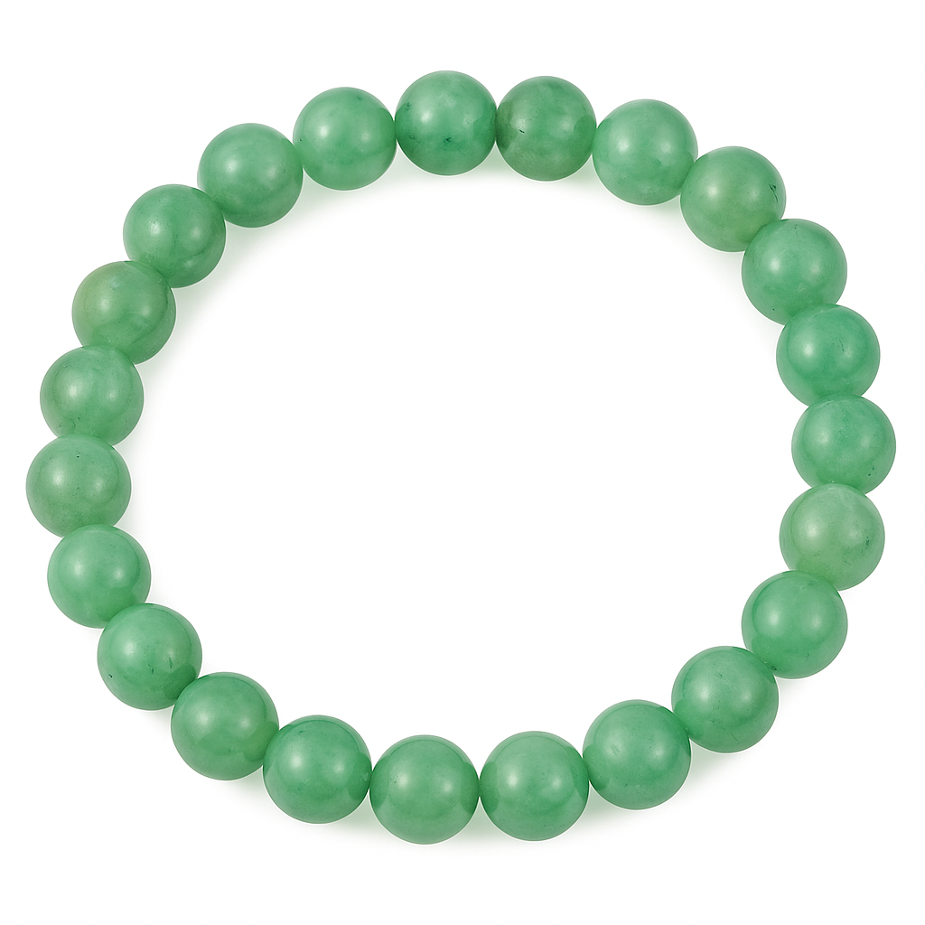Green Jade Bracelet – Natural Stone Stretchable Beaded Bracelet for Luck, Harmony & Emotional Healing(8mm Gemstone)