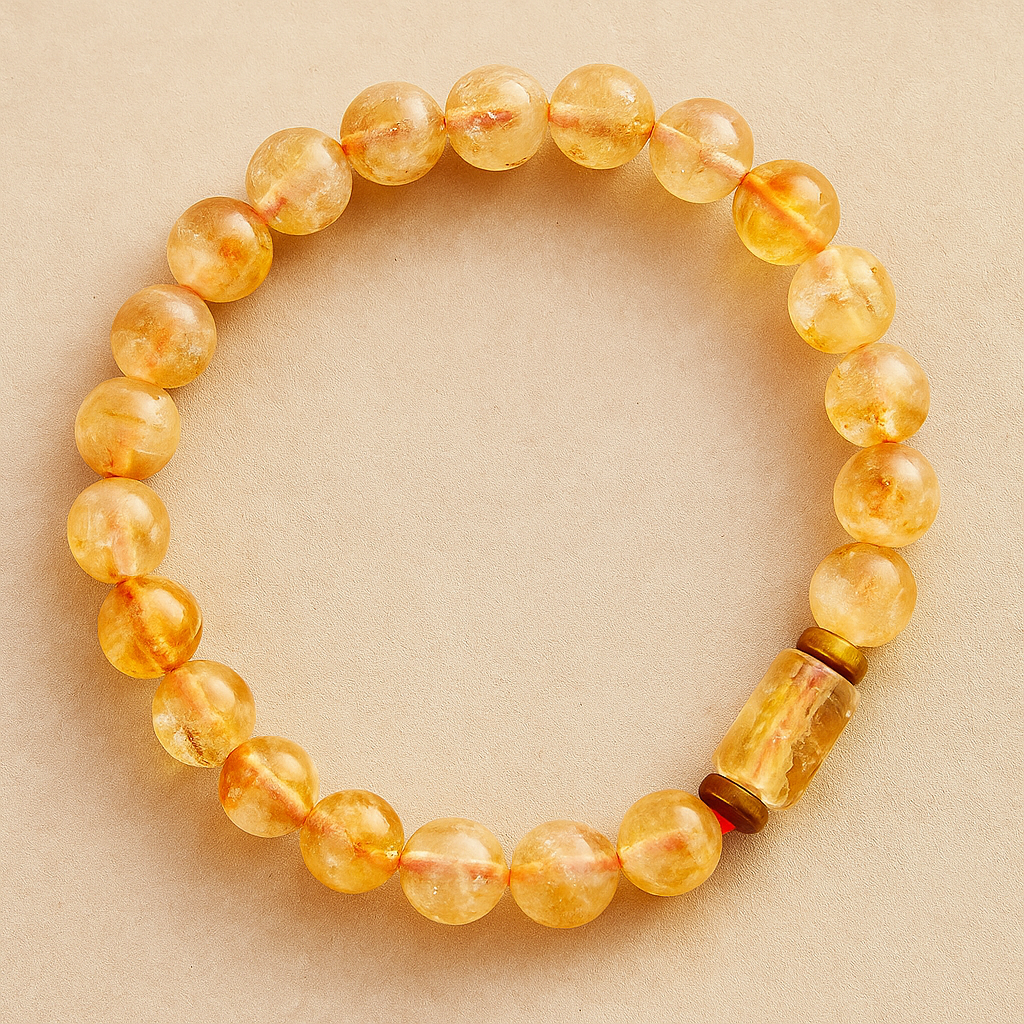 Citrine Tumbled Stone Bracelet – Natural Stretchable Crystal Bracelet for Abundance, Positivity & Manifestation(8mm Gemstone Beaded Adjustable)