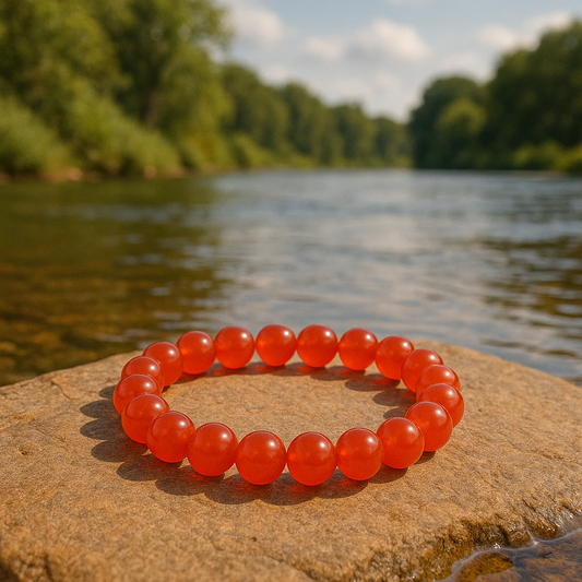Carnelian Bracelet – Natural Stone Stretchable Beaded Bracelet for Energy, Motivation & Creativity(8mm Gemstone Beaded Stechable)