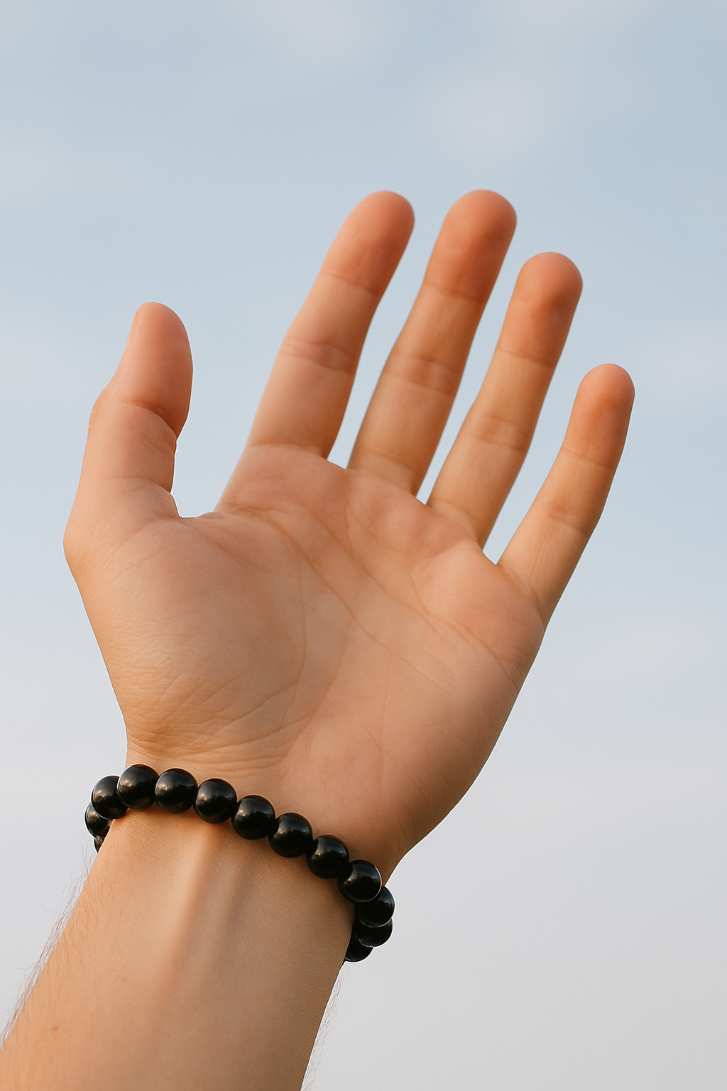 Black Obsidian Bracelet – Natural Stone Stretchable Beaded Bracelet for Protection, Grounding & Energy Cleansing (8mm Gemstone Beaded Adjustable)