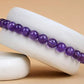Amethyst Bracelet – Natural Plain Amethyst Stone Stretchable Beaded Bracelet for Peace, Protection & Spiritual Healing