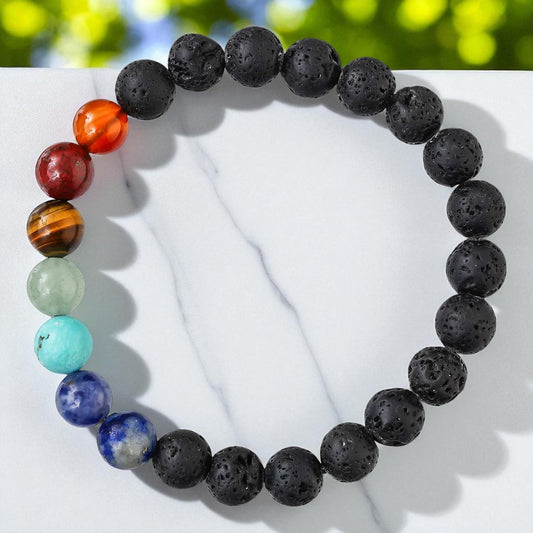 7 Chakra Healing Bracelet – Natural Gemstone Beads, Stretchable Reiki Energy Bracelet for Meditation, Balance & Spiritual Wellness