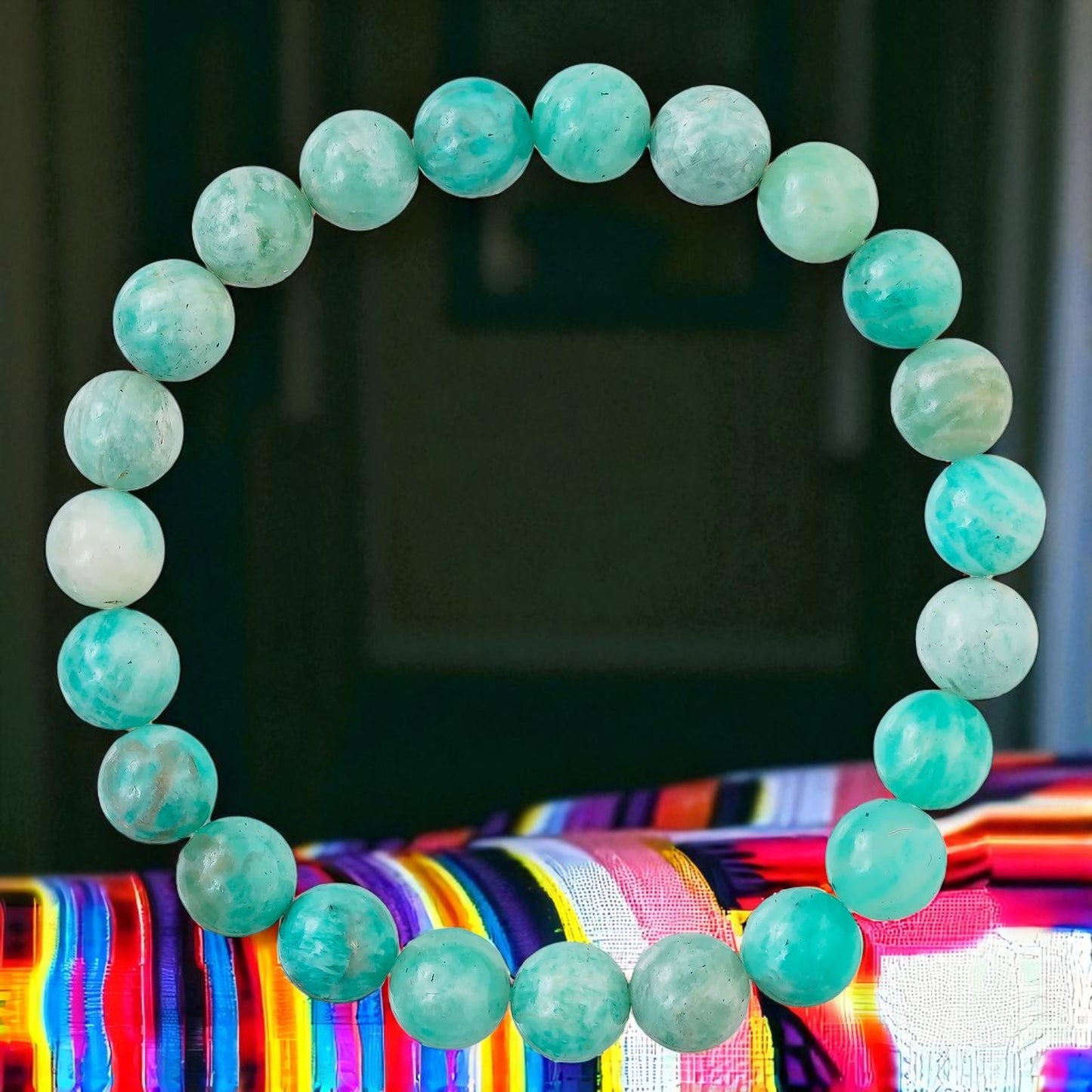 Amazonite Bracelet – Natural Stone Stretchable Beaded Bracelet for Calming Energy, Truth & Inner Harmony