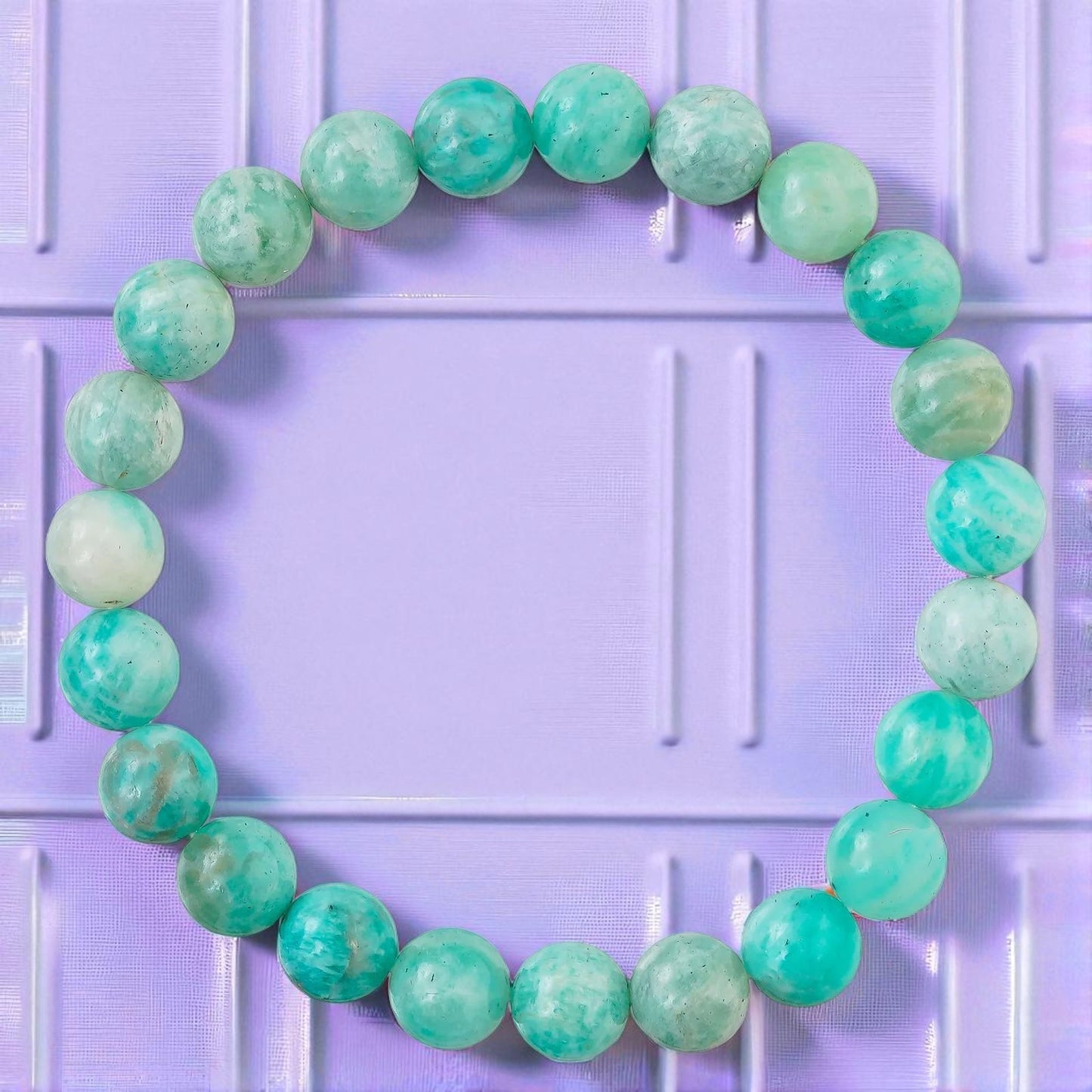 Amazonite Bracelet – Natural Stone Stretchable Beaded Bracelet for Calming Energy, Truth & Inner Harmony