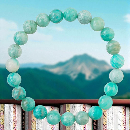 Amazonite Bracelet – Natural Stone Stretchable Beaded Bracelet for Calming Energy, Truth & Inner Harmony