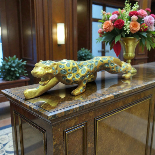 Golden Pyrite Jaguar – Pyrite Engraved Symbol of Power & Prosperity