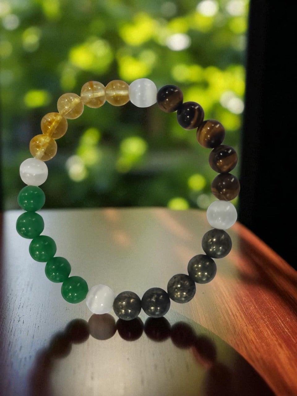 Money Magnet Bracelet – Natural Stone Stretchable Wealth Attraction Bracelet for Abundance, Prosperity & Success ( 8mm Gemstone Beaded Adjustable)