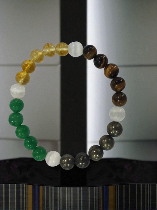 Money Magnet Bracelet – Natural Stone Stretchable Wealth Attraction Bracelet for Abundance, Prosperity & Success ( 8mm Gemstone Beaded Adjustable)