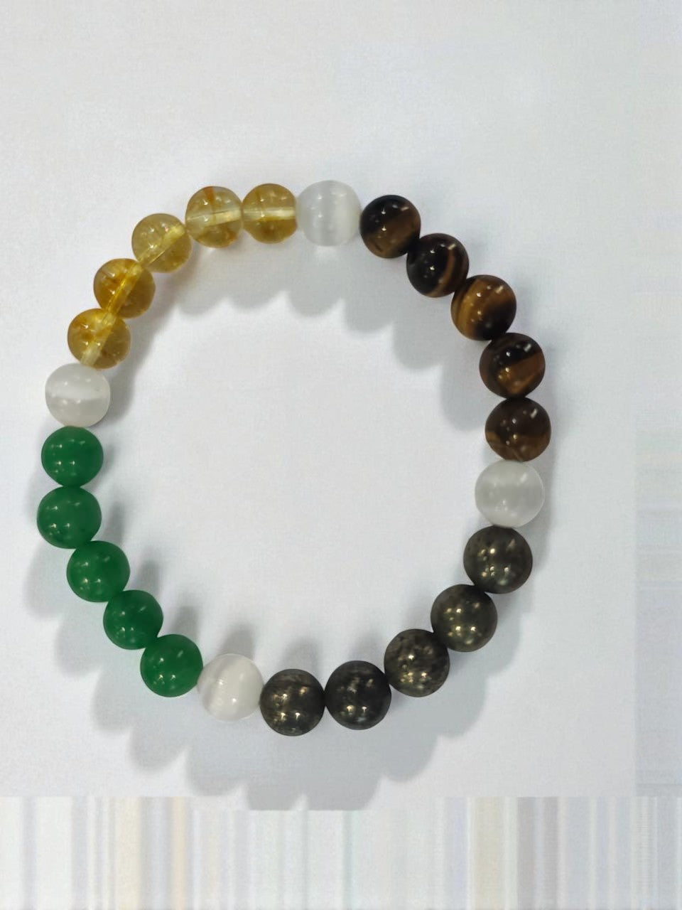 Money Magnet Bracelet – Natural Stone Stretchable Wealth Attraction Bracelet for Abundance, Prosperity & Success ( 8mm Gemstone Beaded Adjustable)