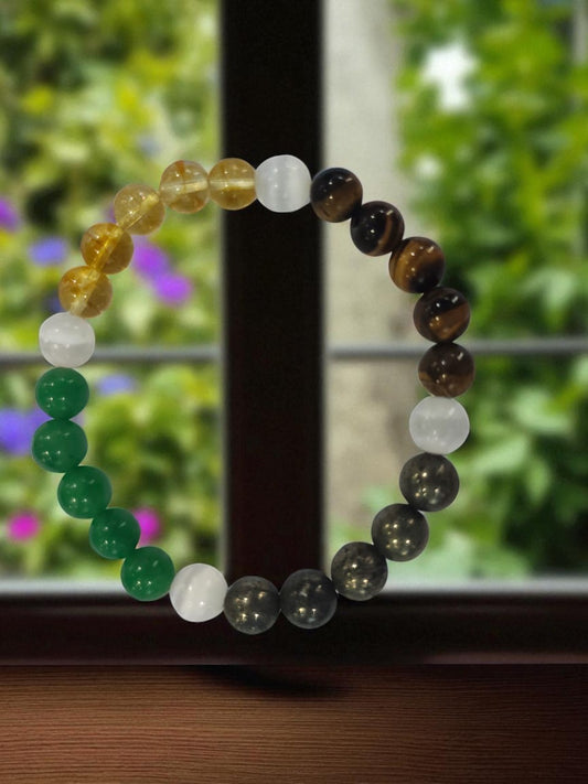Money Magnet Bracelet – Natural Stone Stretchable Wealth Attraction Bracelet for Abundance, Prosperity & Success ( 8mm Gemstone Beaded Adjustable)