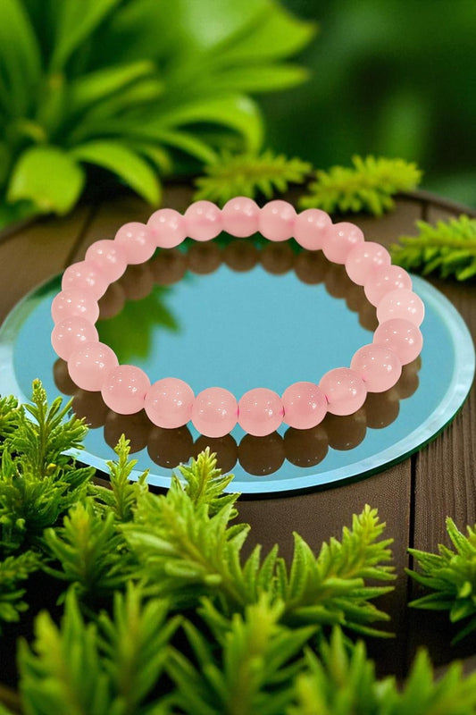 Natural Rose Quartz Bracelet – 8mm Beaded Stretch Crystal Bracelet for Love, Self-Healing & Compassion – Handmade Heart Chakra Gemstone Jewelry for Women & Men