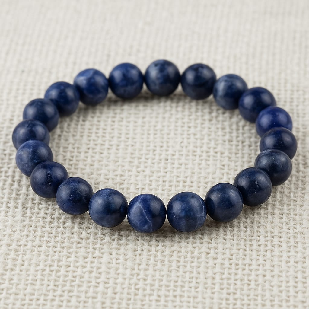 Blue Sodalite Bracelet – Natural Stone Stretchable Beaded Bracelet for Mental Clarity, Communication & Inner Peace(Unisex 8mm Gemstone