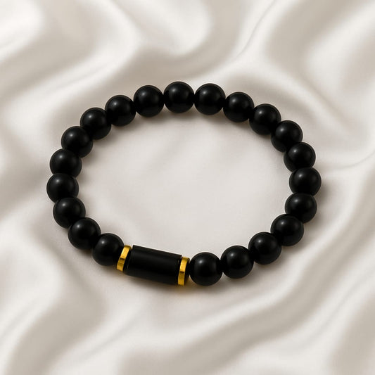 Black Tourmaline Bracelet – Natural Stone Stretchable Beaded Bracelet for Protection, Grounding & EMF Shielding(8mm Gemstone Beaded Adjustable)