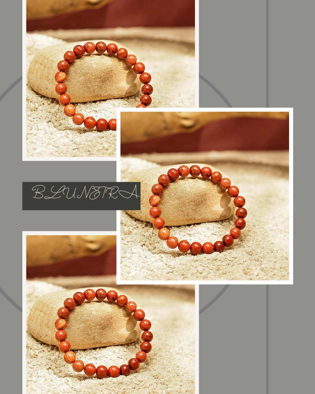 BLUNERA Red Jasper Natural Stone Bracelet – Natural Stone Stretchable Beaded Bracelet for Strength, Grounding & Vitality