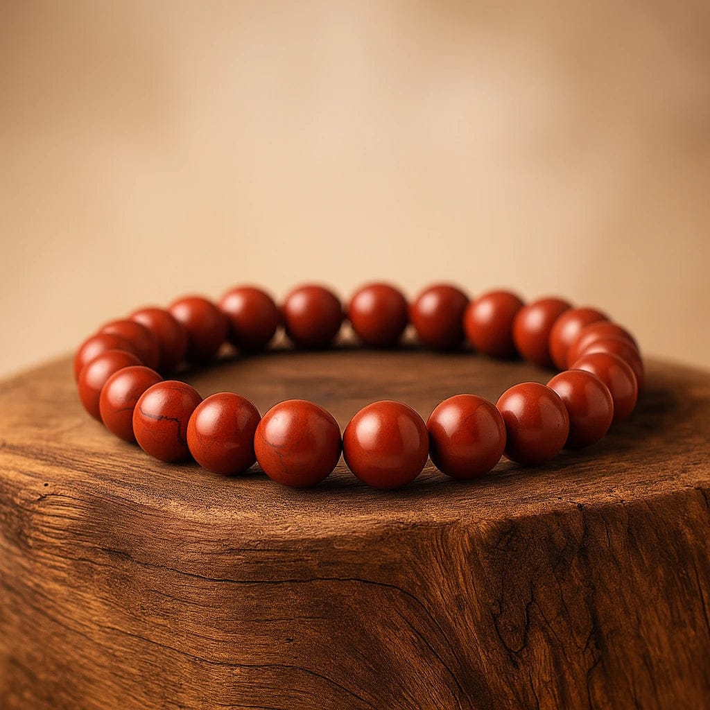 BLUNERA Red Jasper Natural Stone Bracelet – Natural Stone Stretchable Beaded Bracelet for Strength, Grounding & Vitality