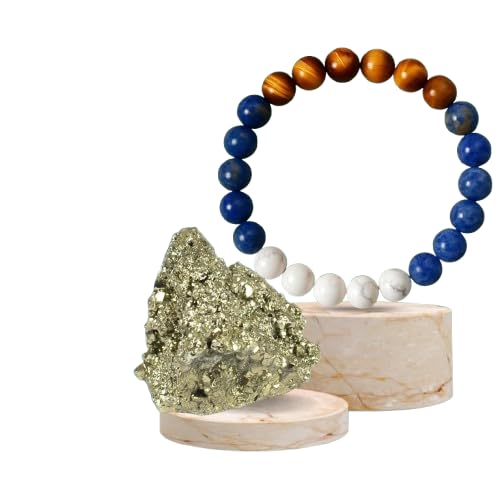 BLUNERA™ Gemini Zodiac (Mithun Rashi) Healing Crystal Bracelet For Wealth, Health, Stress Relief & Family Harmony  Comes with FREE Natural Pyrite Stone