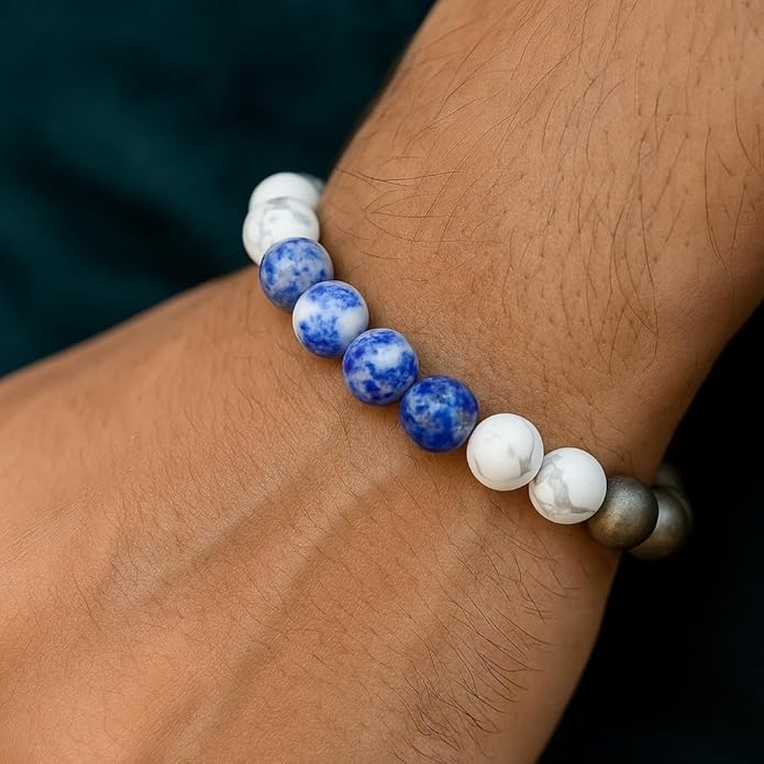 BLUNERA™ Handmade Taurus Zodiac (Vrishabh Rashi) Healing Crystal Bracelet For Wealth, Money & Wellness  Comes with FREE Natural Pyrite Stone