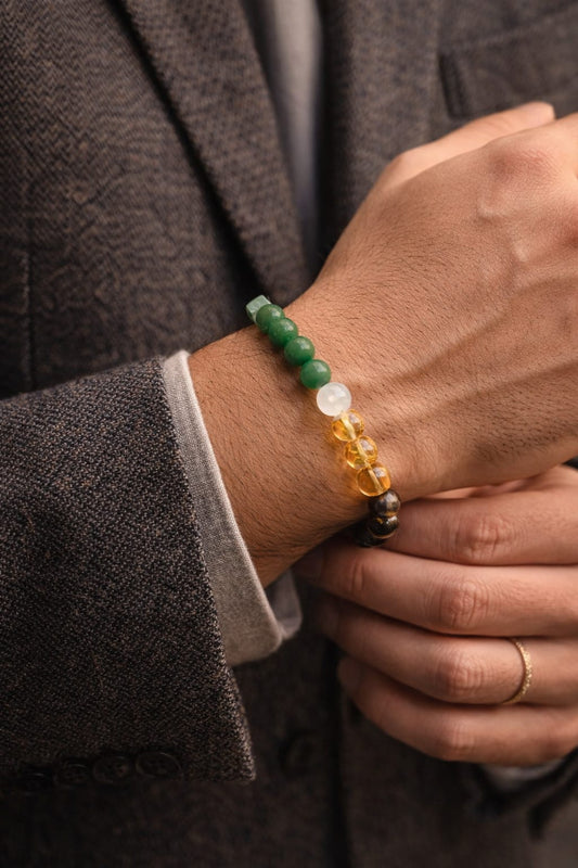 BLUNERA Dhan Yog Bracelet – Wealth & Prosperity Crystal Bracelet – Natural Stone Stretchable Wealth Attraction Bracelet for Abundance, Prosperity & Success ( 8mm Gemstone Beaded Adjustable)