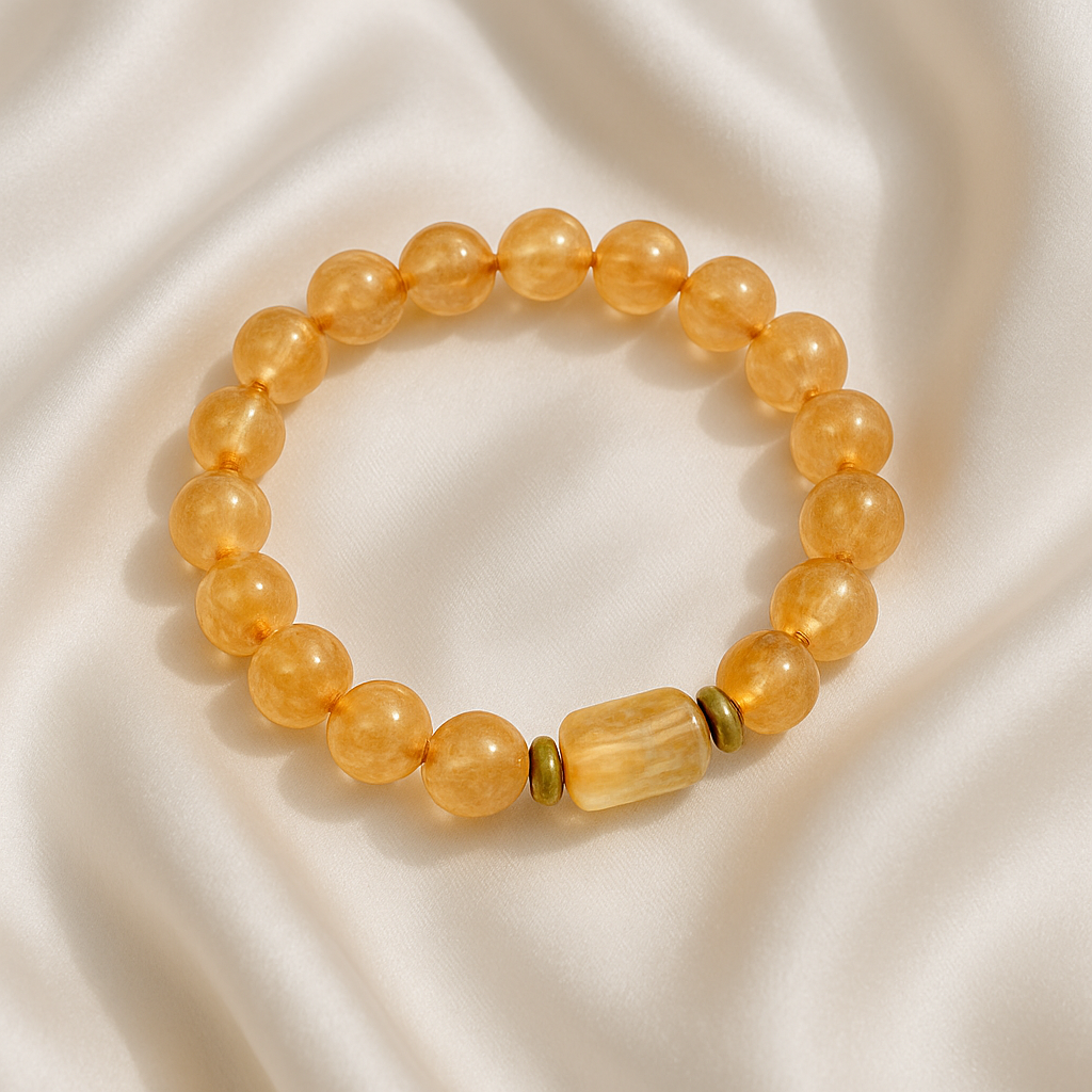 Citrine Tumbled Stone Bracelet – Natural Stretchable Crystal Bracelet for Abundance, Positivity & Manifestation(8mm Gemstone Beaded Adjustable)