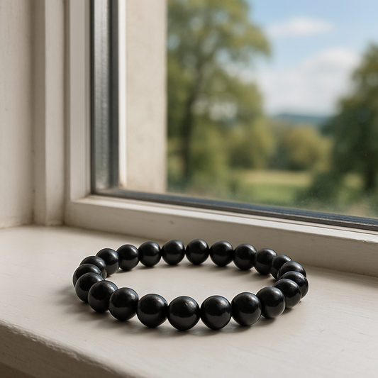 Black Obsidian Bracelet – Natural Stone Stretchable Beaded Bracelet for Protection, Grounding & Energy Cleansing (8mm Gemstone Beaded Adjustable)