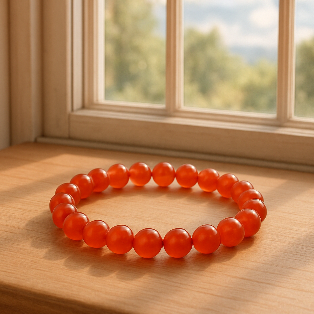 Carnelian Bracelet – Natural Stone Stretchable Beaded Bracelet for Energy, Motivation & Creativity(8mm Gemstone Beaded Stechable)