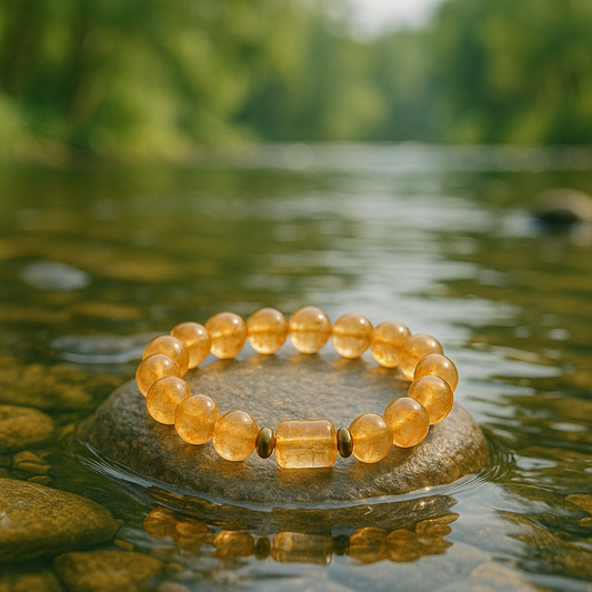 Citrine Tumbled Stone Bracelet – Natural Stretchable Crystal Bracelet for Abundance, Positivity & Manifestation(8mm Gemstone Beaded Adjustable)