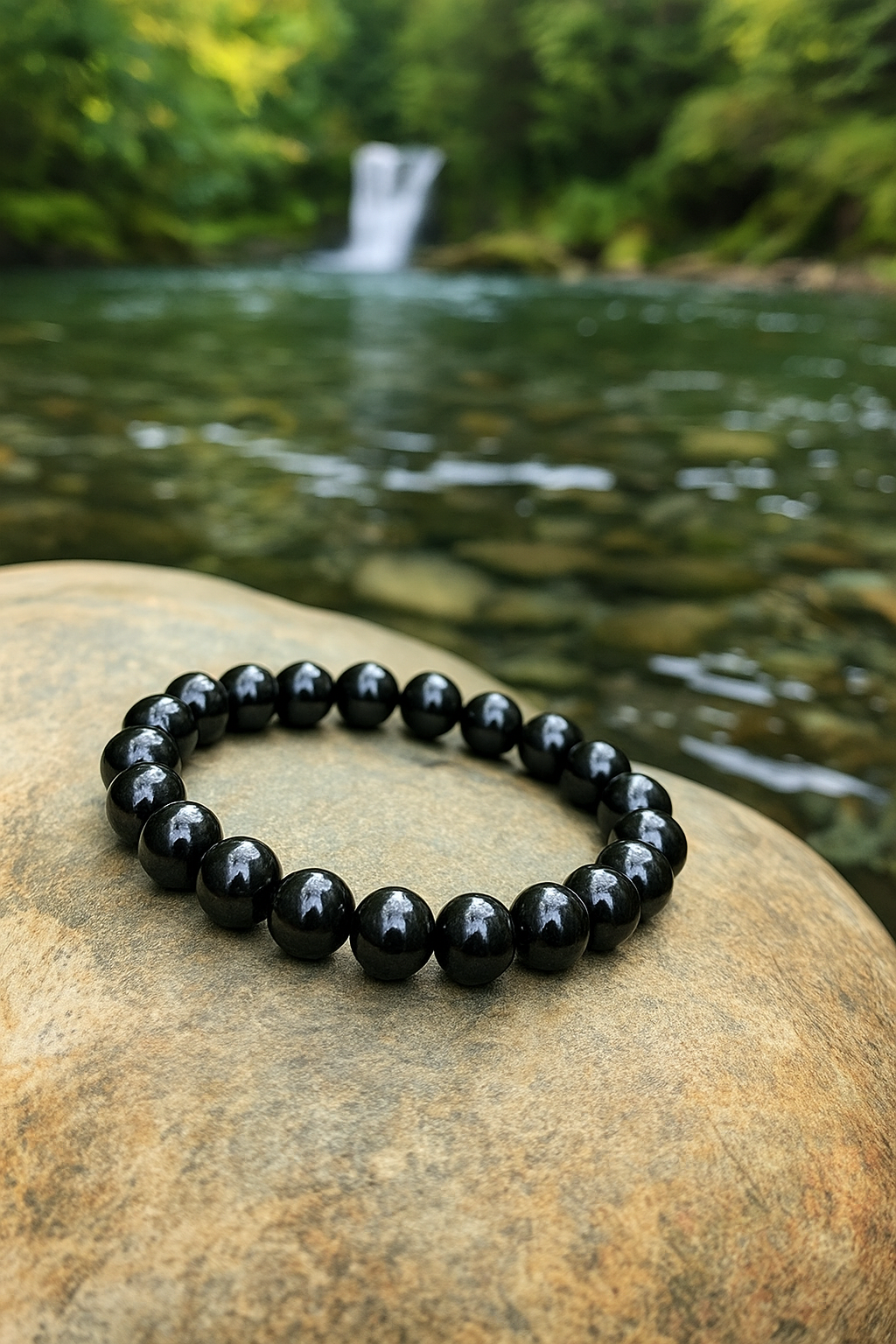 Black Obsidian Bracelet – Natural Stone Stretchable Beaded Bracelet for Protection, Grounding & Energy Cleansing (8mm Gemstone Beaded Adjustable)