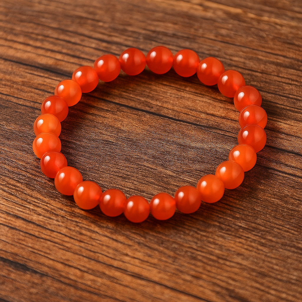 Carnelian Bracelet – Natural Stone Stretchable Beaded Bracelet for Energy, Motivation & Creativity(8mm Gemstone Beaded Stechable)
