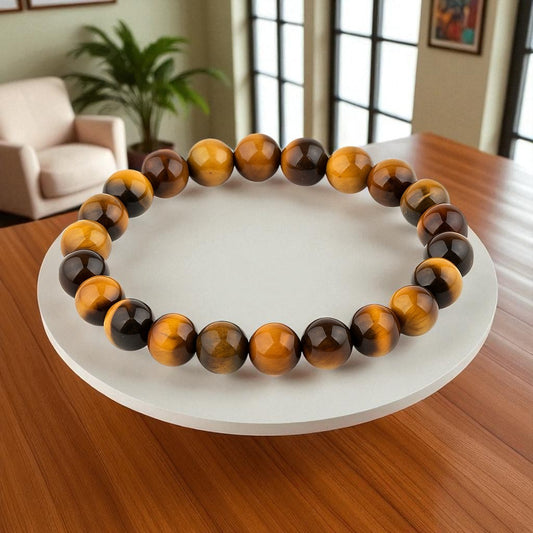Natural Tiger Eye Bracelet 8mm Beads – Handmade Stretch Crystal Healing Bracelet for Men & Women – Protection, Confidence & Grounding Energy – Gift for Him & Her